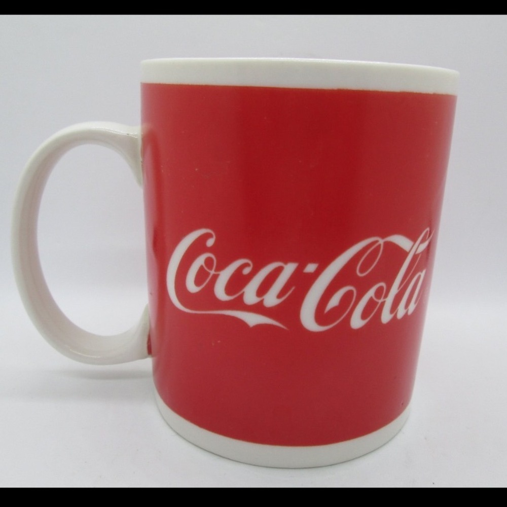 Coca-Cola Red Ceramic Coffee Mug Gibson 2002 White Script Logo 3.75 Inch